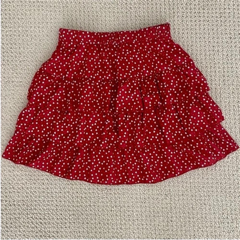SHEIN Red Ruffle Skirt